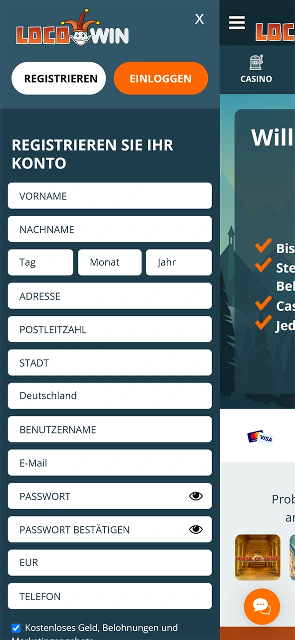 LocoWin-Anmeldeformular.