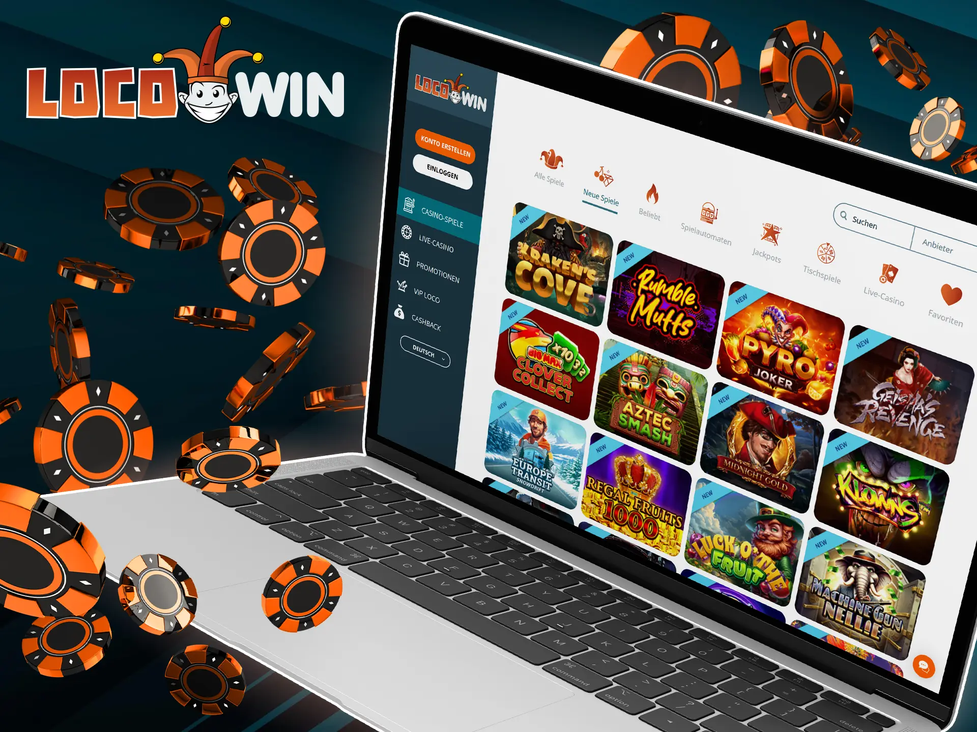 Registrieren Sie sich, zahlen Sie Geld auf Ihr Konto ein und beginnen Sie mit dem Spielen im LocoWin Casino.