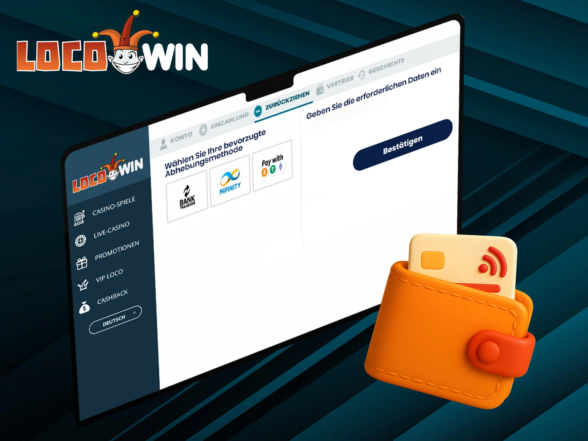 Hebe dein Cashback-Guthaben bei Locowin ohne Bedingungen ab.