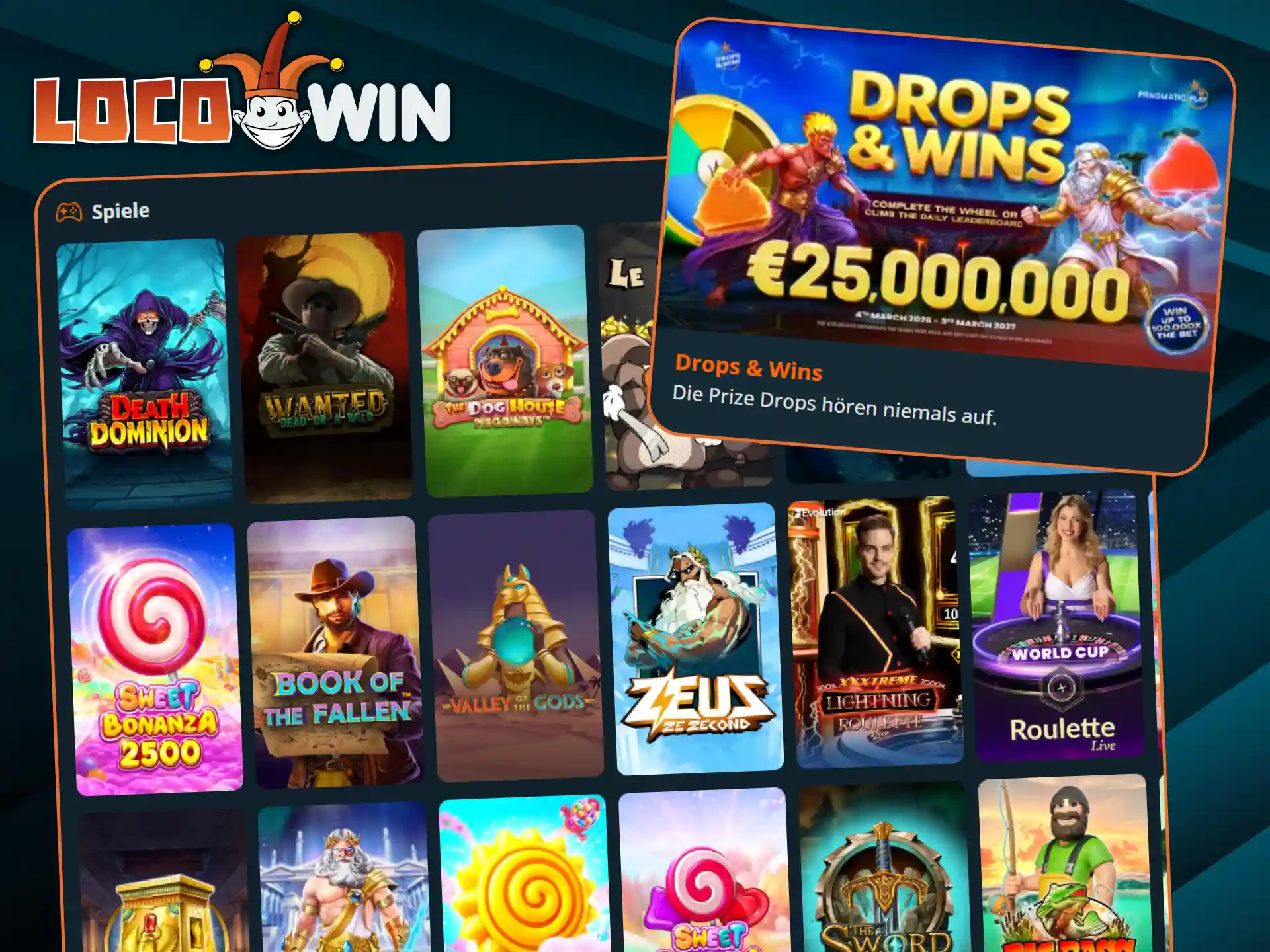 Sie haben die Chance, zusätzliche Preise zu gewinnen, wenn Sie an der Drops & Wins-Aktion von LocoWin teilnehmen.