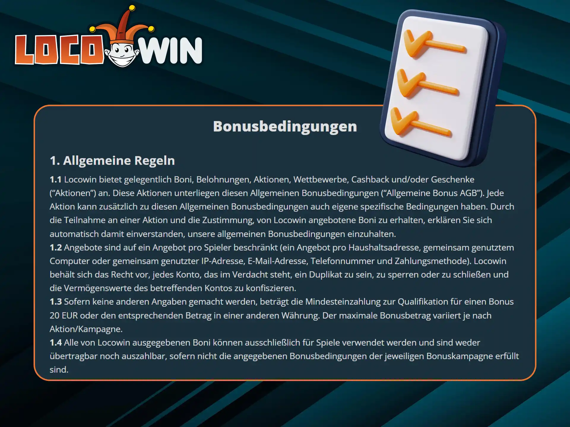 Finden Sie heraus, welche Bedingungen Sie erfüllen müssen, um Ihren LocoWin-Willkommensbonus optimal zu nutzen.