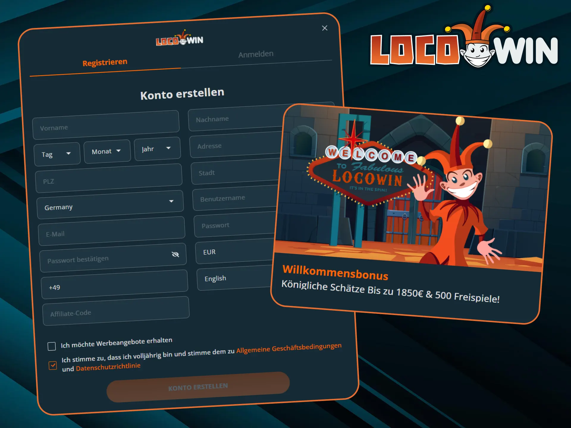 Lesen Sie die Anleitung und finden Sie heraus, wie Sie einen Willkommensbonus bei LocoWin erhalten.