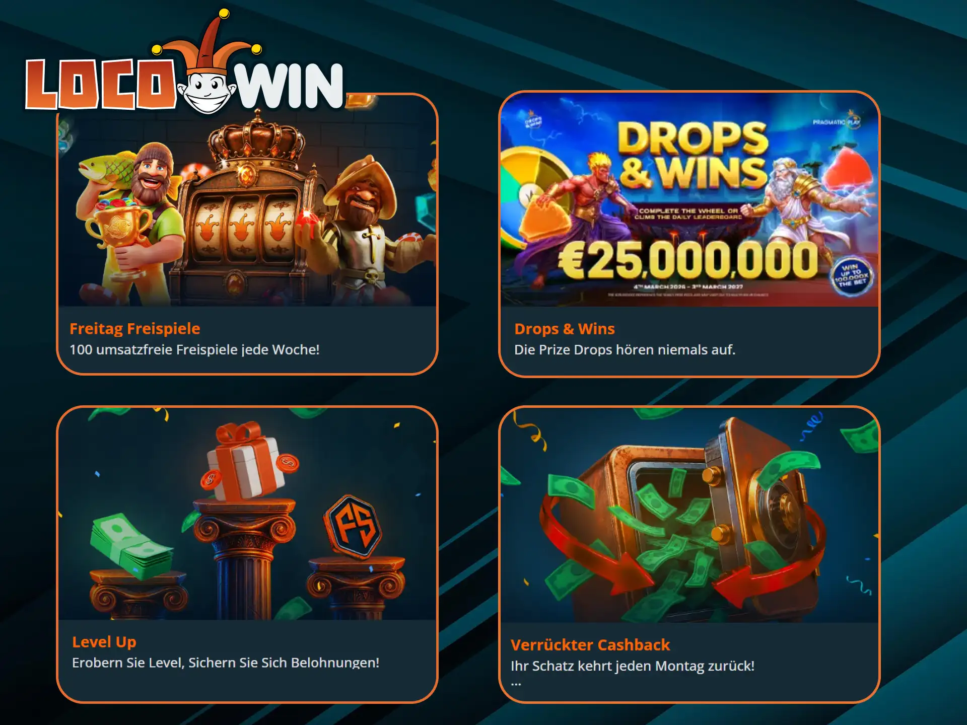 LocoWin bietet eine breite Palette von Promotionen, um Ihr Spielerlebnis zu verbessern.