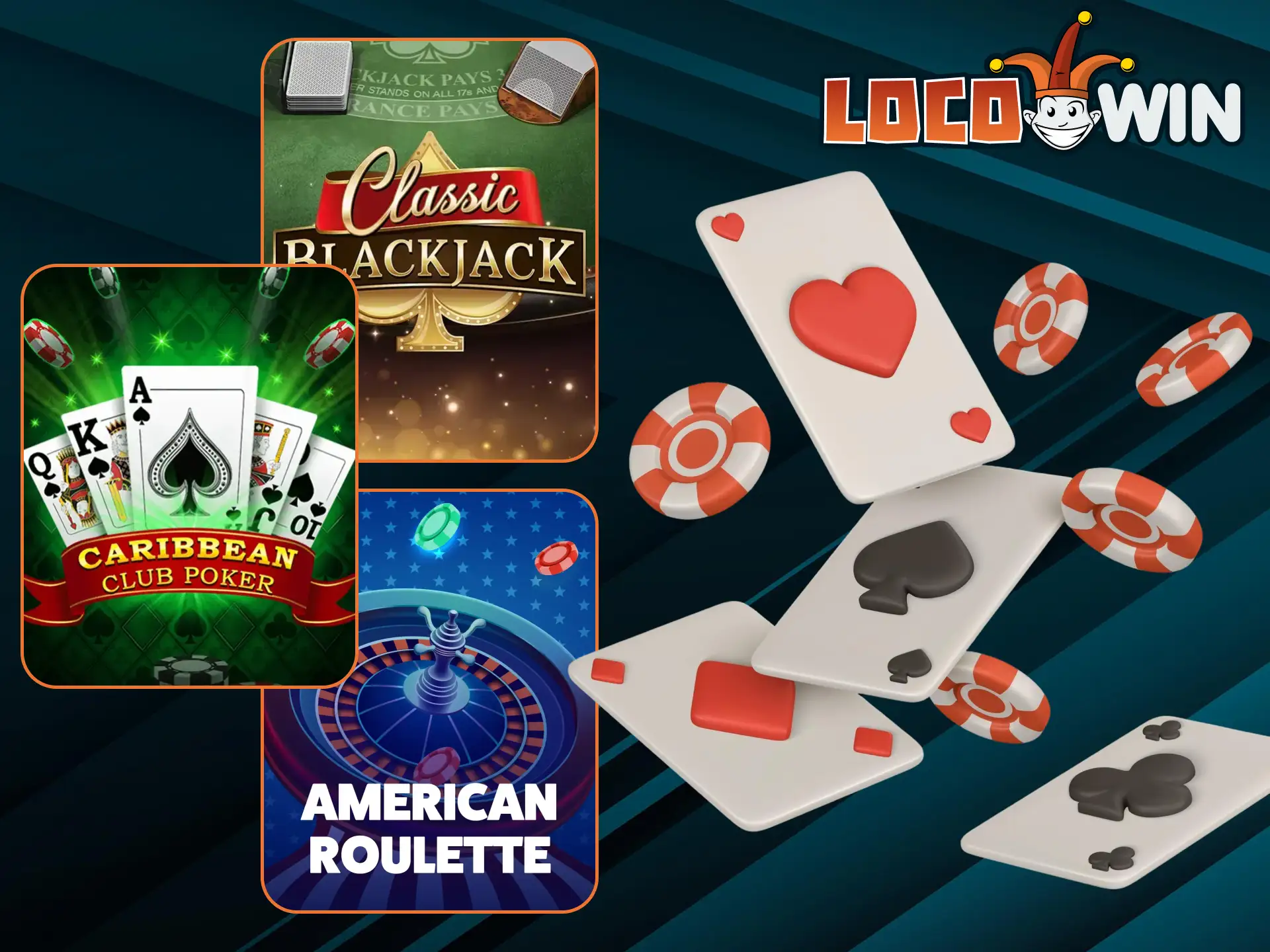 Die LocoWin-Website bietet Tischspiele wie Casino Stud Poker, Sugar Glider Dice und 9 Pots of Gold Roul.