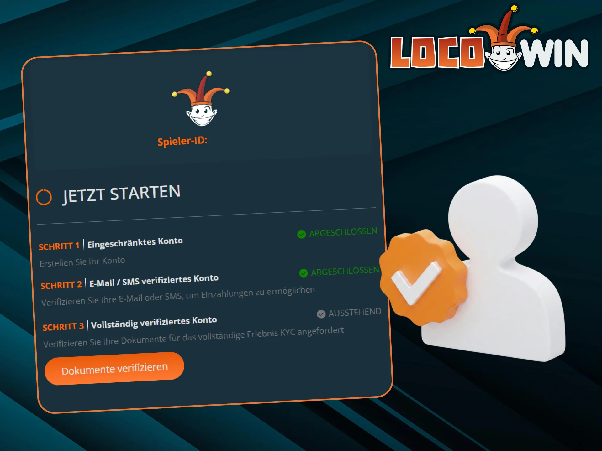 Füllen Sie den LocoWin-Kontoverifizierungsprozess aus, um Ihre Daten zu schützen.